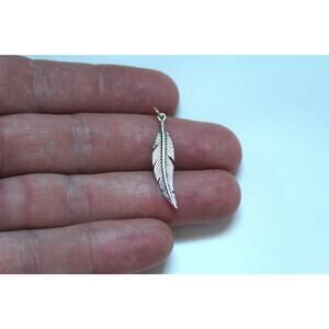 Sterling Silver Textured Feather Charm, Silver Textured Feather Charm